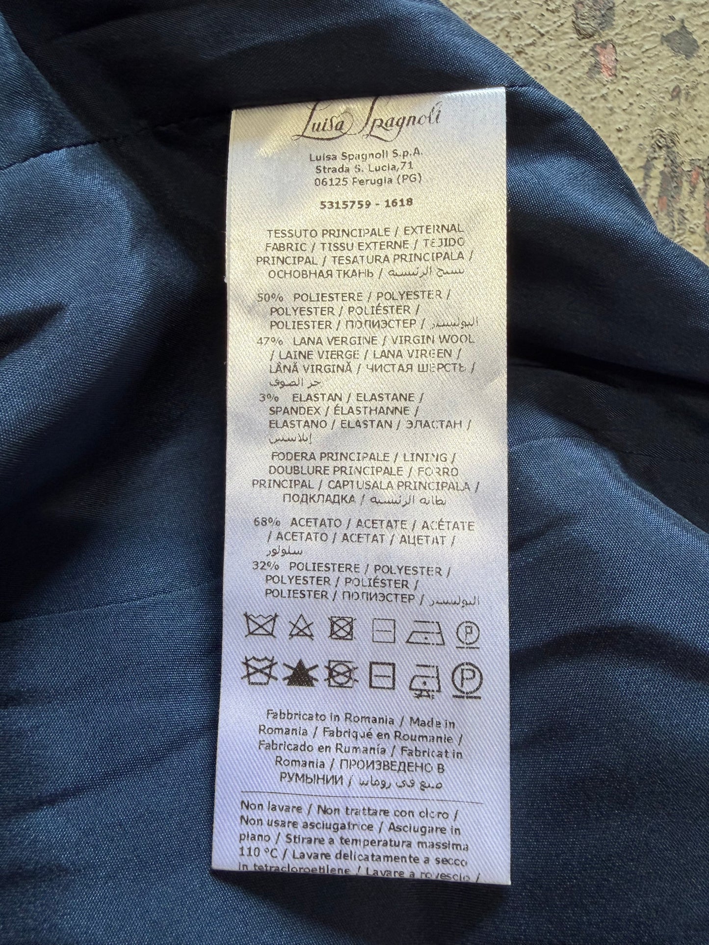 Abito Tubino in Lana Luisa spagnoli Blu Navy con Dettaglio Gold tag 42