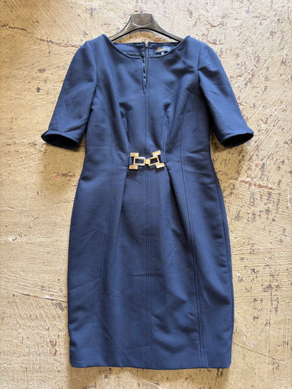 Abito Tubino in Lana Luisa spagnoli Blu Navy con Dettaglio Gold tag 42